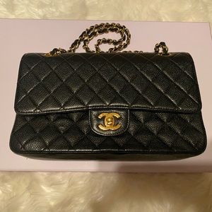 COPY - Vintage Chanel Black Caviar Flap Bag - Gold Hardware